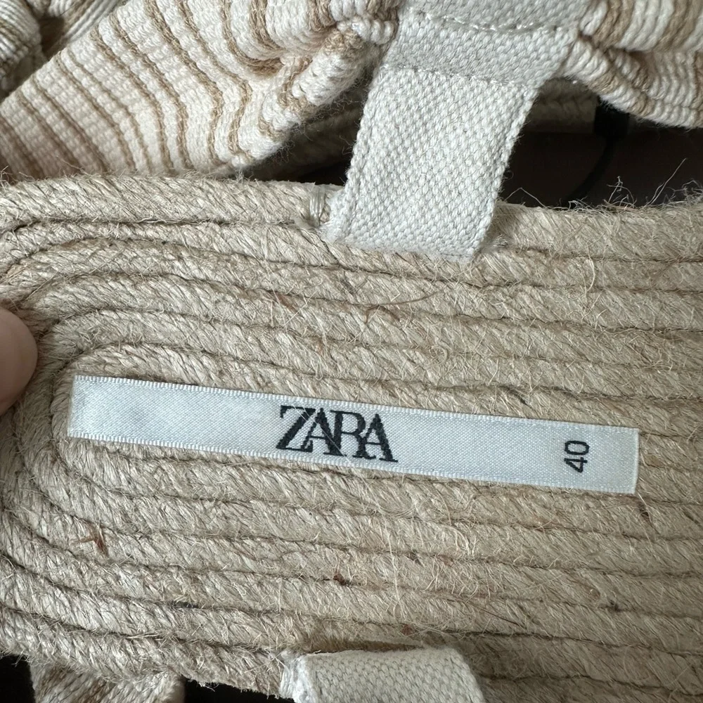 Zara Lace Up Striped Espadrille Sandals 40 , US 9.5